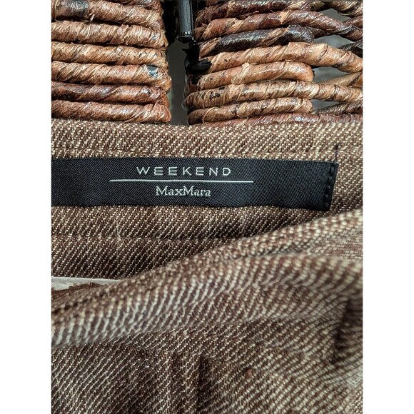 Max Mara Weekend Flax Linen Knee Length Pencil Skirt Women's 6 Brown Academia - Picture 4 of 7